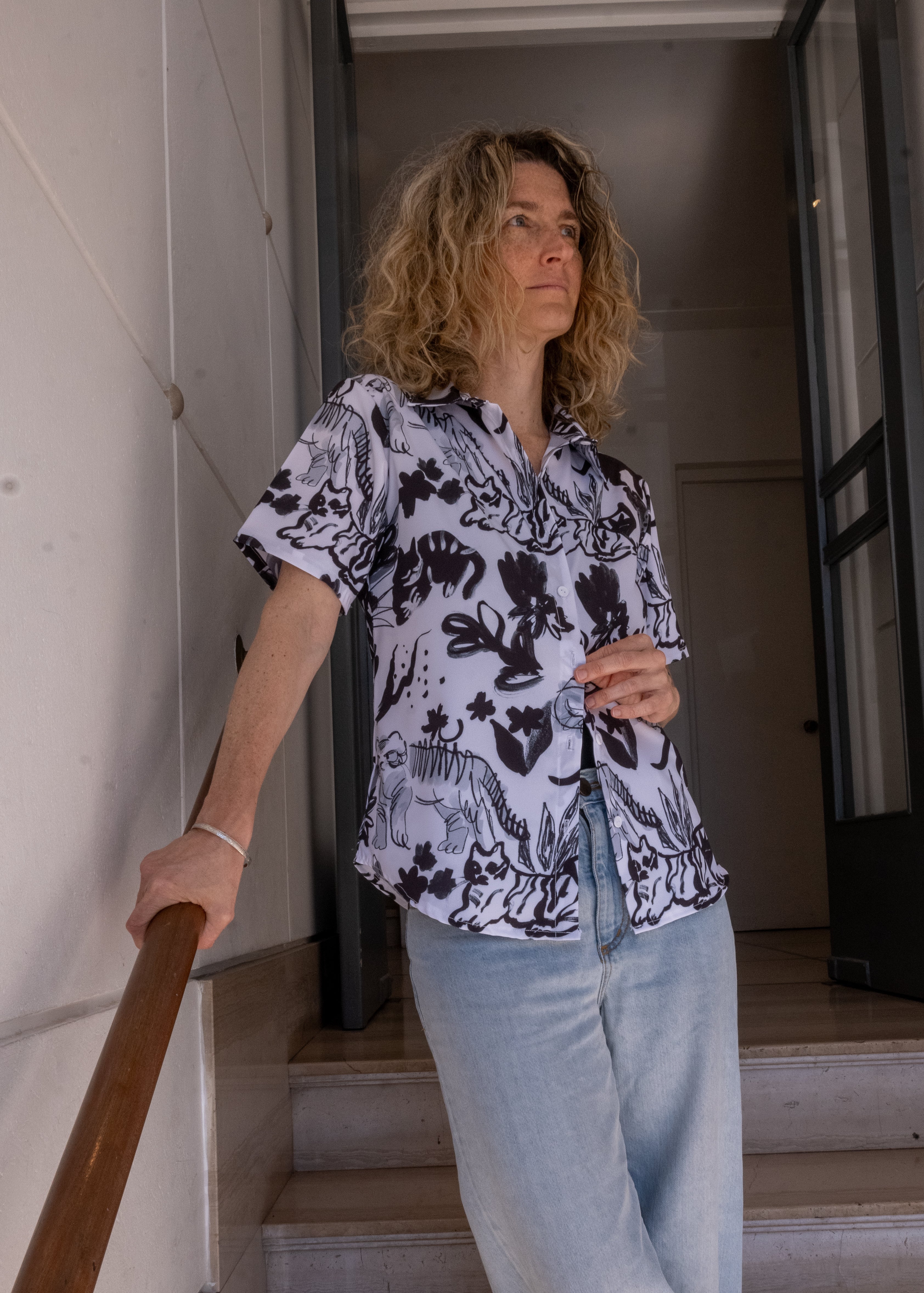 Camisa de manga corta Gatos y Flores - TORA